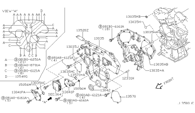2004 Nissan Pathfinder Cover Assembly-Front,Timing Chain Diagram for 13501-WL000