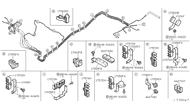 2003 Nissan Pathfinder Clamp Diagram for 46289-5W900