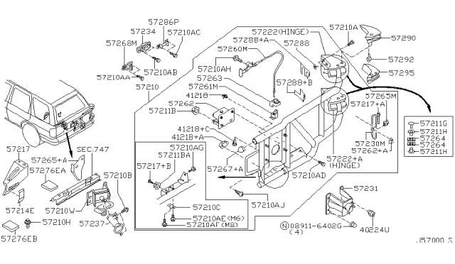 2004 Nissan Pathfinder Spacer Diagram for 57285-4W300