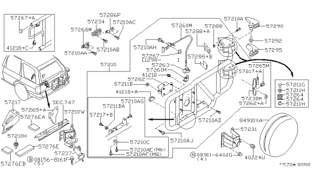 1999 Nissan Pathfinder SHIM-Support,Center Diagram for 74853-0W011