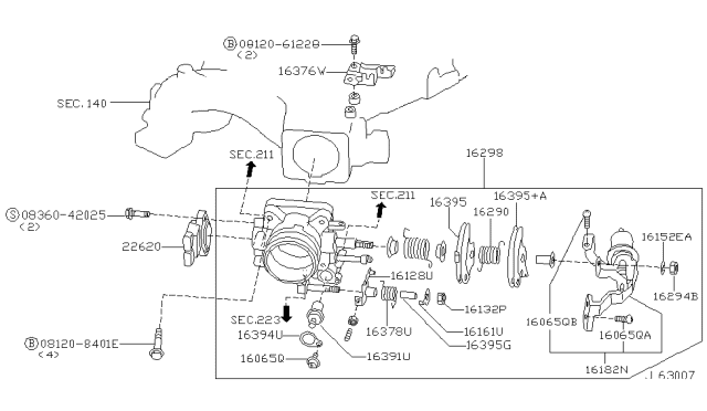 2000 Nissan Pathfinder Lever-Throttle Diagram for 16134-4W000