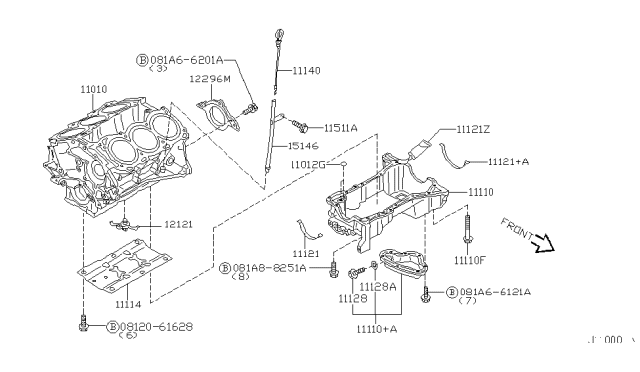 2004 Nissan Pathfinder Cylinder Block & Oil Pan Diagram 1