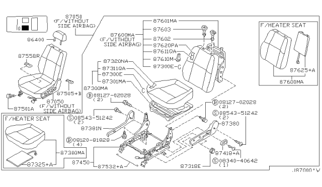 2002 Nissan Pathfinder Finisher-Cushion,Front Seat Inner LH Diagram for 87381-89907