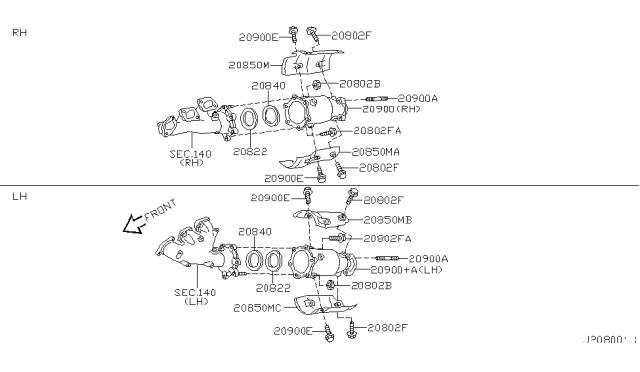 2000 Nissan Pathfinder Bolt Diagram for 14069-4L700