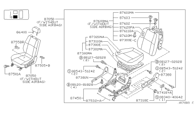 2003 Nissan Pathfinder Front Seat Diagram 1