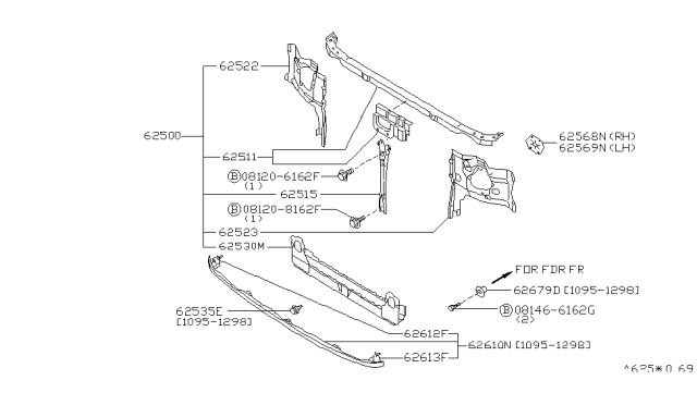 1996 Nissan Pathfinder Front Apron & Radiator Core Support Diagram