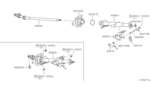 2002 Nissan Pathfinder Clamp-Steering Column,Lower Diagram for 48963-4W910