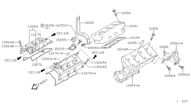 2001 Nissan Pathfinder Gasket-Cylinder Head Diagram for 11044-4W005