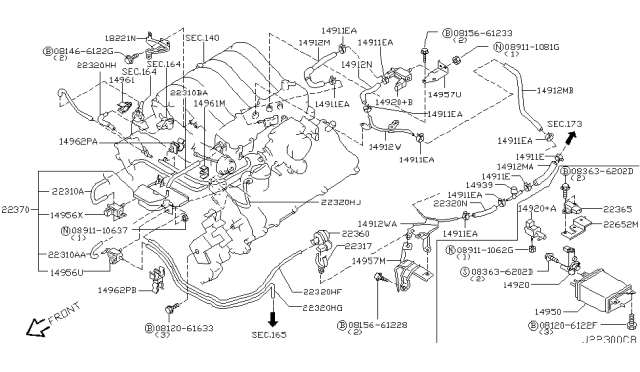 2004 Nissan Pathfinder Hose-EVAP Control Diagram for 14912-72F20