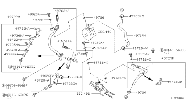 2001 Nissan Pathfinder Clamp Diagram for 49732-4W001