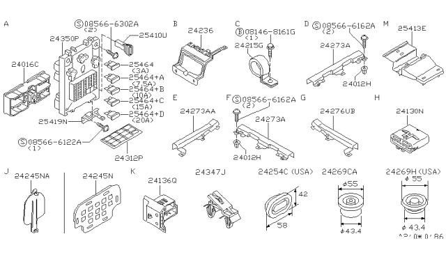 1997 Nissan Pathfinder Block Assembly-Junction Diagram for 24350-1W600