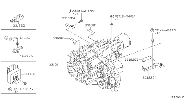 2000 Nissan Pathfinder Transfer Assembly & Fitting Diagram 1