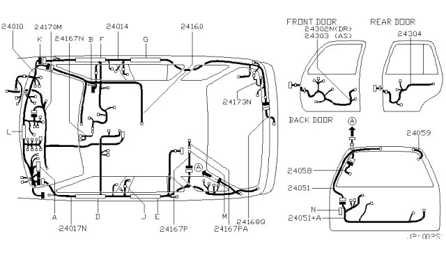 2002 Nissan Pathfinder Harness-Air Bag,Room Diagram for 24170-5W510