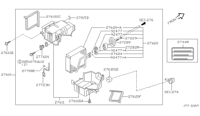 2002 Nissan Pathfinder Cooling Unit Diagram for 27270-2W623