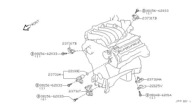 2003 Nissan Pathfinder Crankshaft Position Sensor Diagram for 23731-AL605