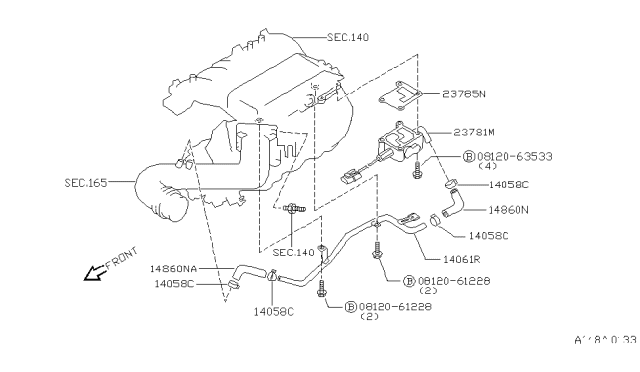 1996 Nissan Pathfinder Pipe-Air Diagram for 14061-0W000