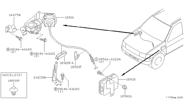2000 Nissan Pathfinder Bracket-Clip Diagram for 18221-0W710