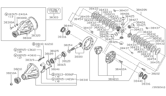 2001 Nissan Pathfinder Nut Diagram for 37171-0P000