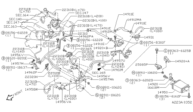 1998 Nissan Pathfinder Bracket-Valve Diagram for 14921-1W200