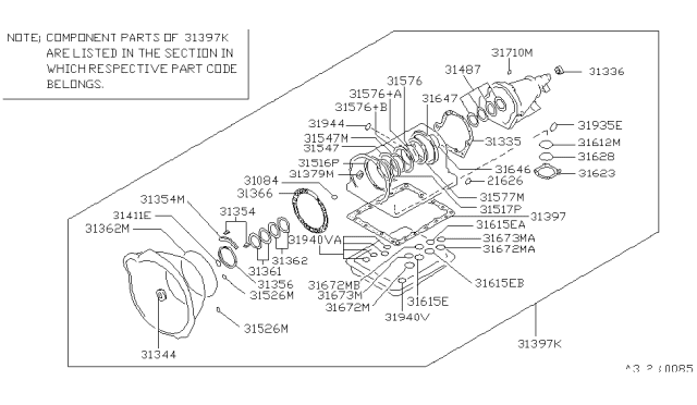 1998 Nissan Pathfinder Gasket & Seal Kit (Automatic) Diagram 1