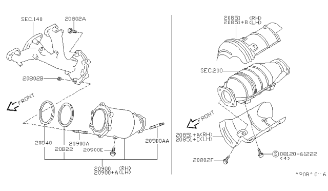 2002 Nissan Pathfinder Three Way Catalytic Converter Diagram for B08A0-4W100
