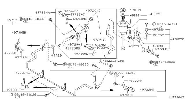 2000 Nissan Pathfinder Tube Assy-Power Steering Diagram for 49790-4W000