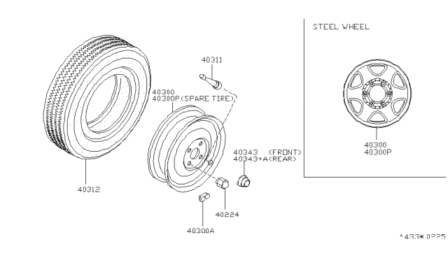 1997 Nissan Pathfinder Disc Wheel Ornament Diagram for 40343-50W00