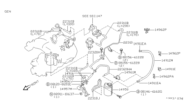 1996 Nissan Pathfinder Engine Control Vacuum Piping Diagram 2