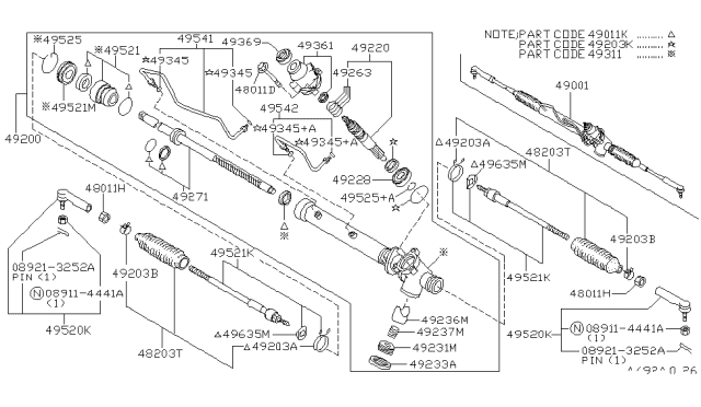 1999 Nissan Pathfinder Gear & Linkage-Power Steering Diagram for 49001-0W000