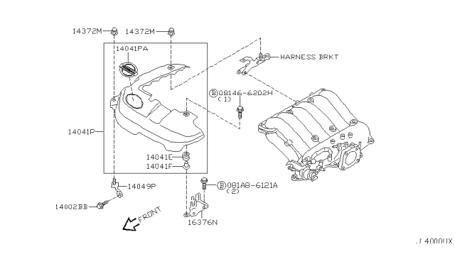2003 Nissan Pathfinder Bracket-Accelerator Cable Diagram for 16165-4W000