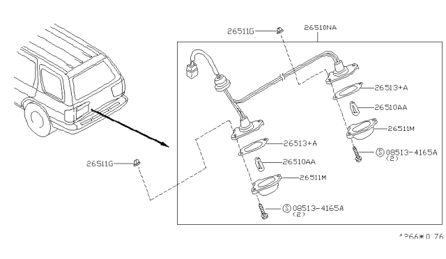 1997 Nissan Pathfinder Lamp Assembly-Licence Diagram for 26510-0W010