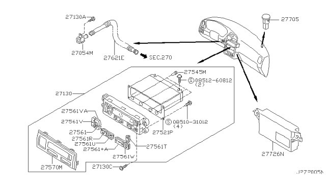 2004 Nissan Pathfinder Button-Air Conditioner Diagram for 275A3-7J160