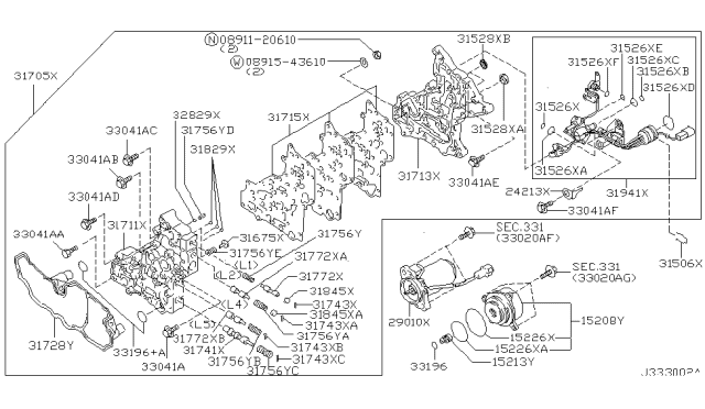 2004 Nissan Pathfinder Transfer Shift Lever,Fork & Control Diagram 1