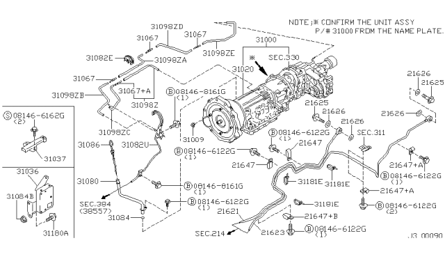 2000 Nissan Pathfinder Hose-Breather Diagram for 31098-0W013
