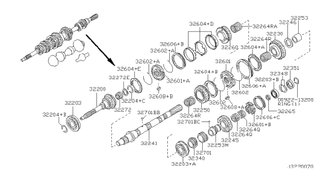 1999 Nissan Pathfinder Sleeve, Coupling Diagram for 32611-30P10