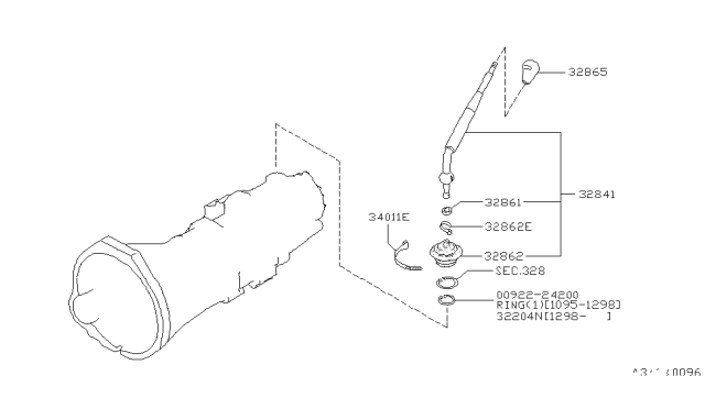 1999 Nissan Pathfinder Lever-Control Diagram for 32839-62G00