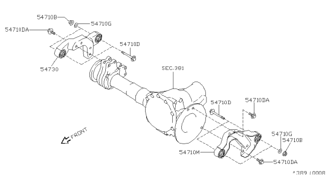 2004 Nissan Pathfinder INSULATOR-Differential Mounting Diagram for 54720-0W002