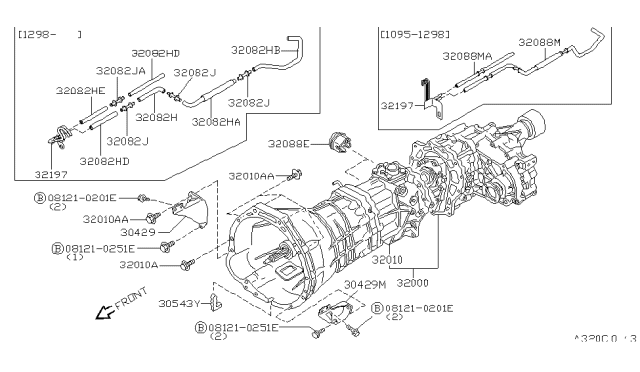 1998 Nissan Pathfinder Manual Transmission Assembly Diagram for 320A0-0W012