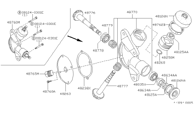 2002 Nissan Pathfinder Gear-Bevel,Transfer Output Diagram for 48776-0W000