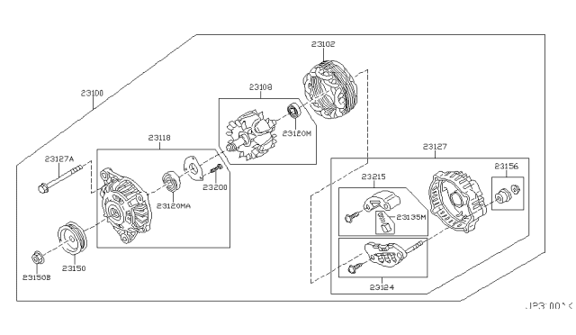 2002 Nissan Pathfinder Rotor Assembly Diagram for 23108-2Y900
