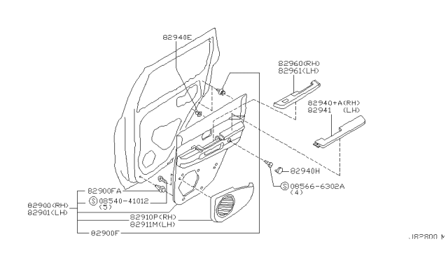 2002 Nissan Pathfinder Finisher Assy-Rear Door,LH Diagram for 82901-6W112