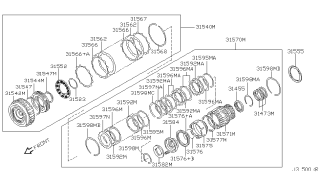2003 Nissan Pathfinder Clutch Assy-High Diagram for 31540-4AX01
