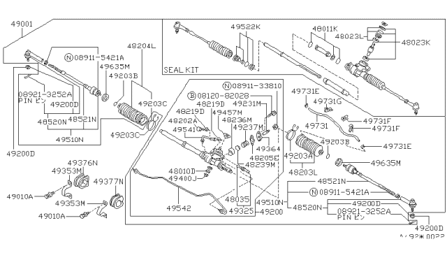 1987 Nissan Stanza Clamp-Steering Post Diagram for 48353-16E00