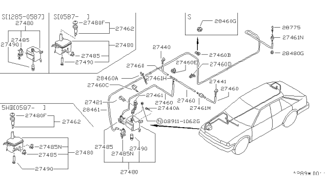 1987 Nissan Stanza Cap-Windshield Washer Tank Diagram for 28913-D4510