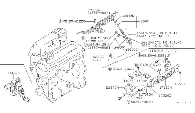 1987 Nissan Stanza Pipe Assy-Fuel,A Diagram for 17520-D3502