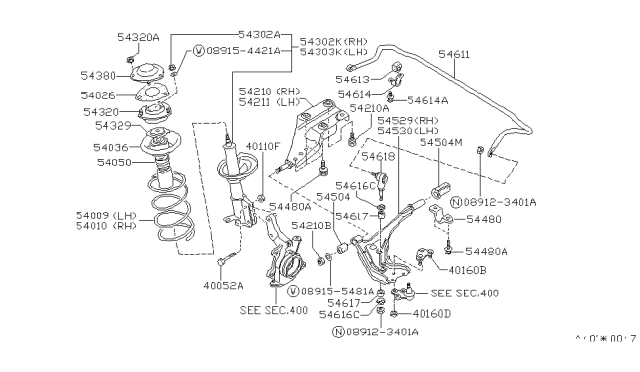 1988 Nissan Stanza Spring Front Diagram for 54010-26E12