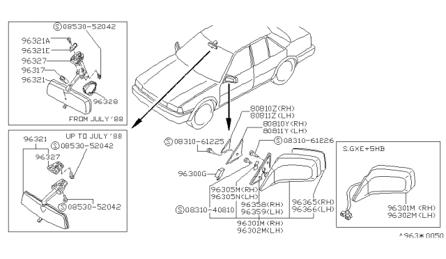 1988 Nissan Stanza Plug Blind RH Diagram for 80278-D4000