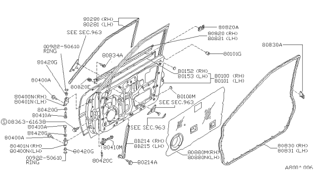 1989 Nissan Stanza Screen-Sealing Front LH Diagram for 80861-D4000