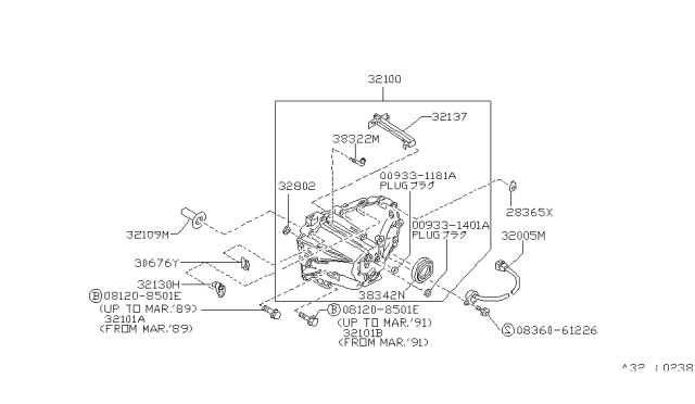 1989 Nissan Stanza Transmission Case & Clutch Release Diagram 2