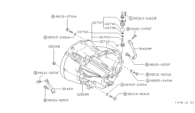 1989 Nissan Stanza Manual Transmission, Transaxle & Fitting Diagram